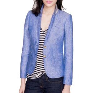 J. Crew Schoolboy Blue Crosshatch Linen Blazer Jacket Size 4 NEW